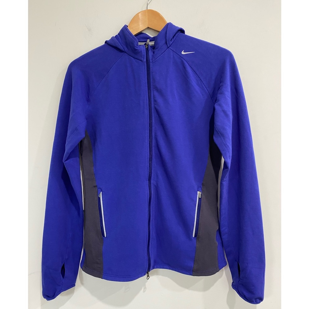 Nike Running Jacket Hoodie Dri Fit Full Zip in Blue size M